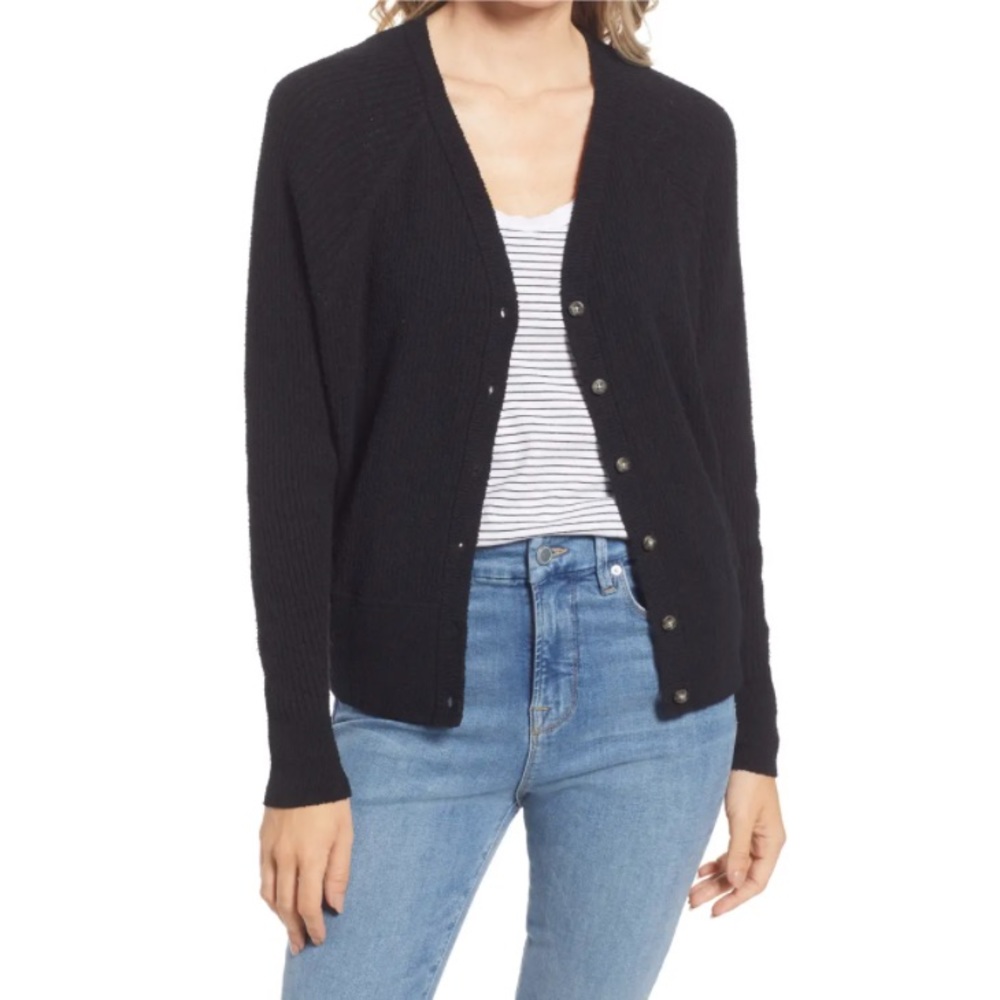 Madewell Maysville V-Neck Cardigan True Black XL